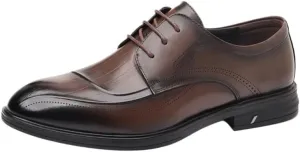 Men's Dress Leather Shoes Thick-Soled Cap Toe Business Shoes Toe Fashion Non-Slip Rubber Soft Sole Lace-ups Breathable Durability Polished Craft Shoes