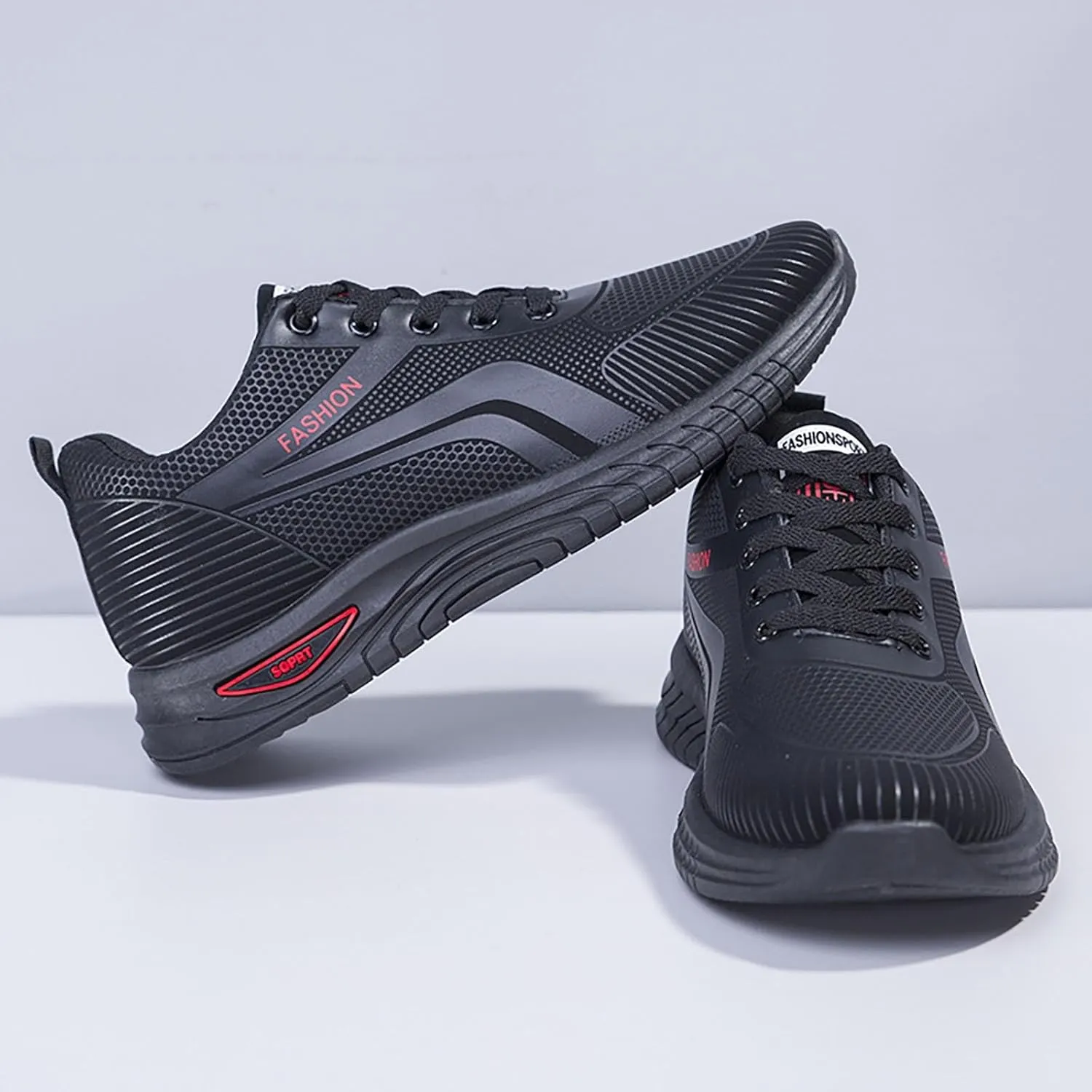 Men's Fashion Sneakers Mesh Lightweight Breathable Walking Shoes Non Slip Running Shoes Lace Up Tennis Shoes