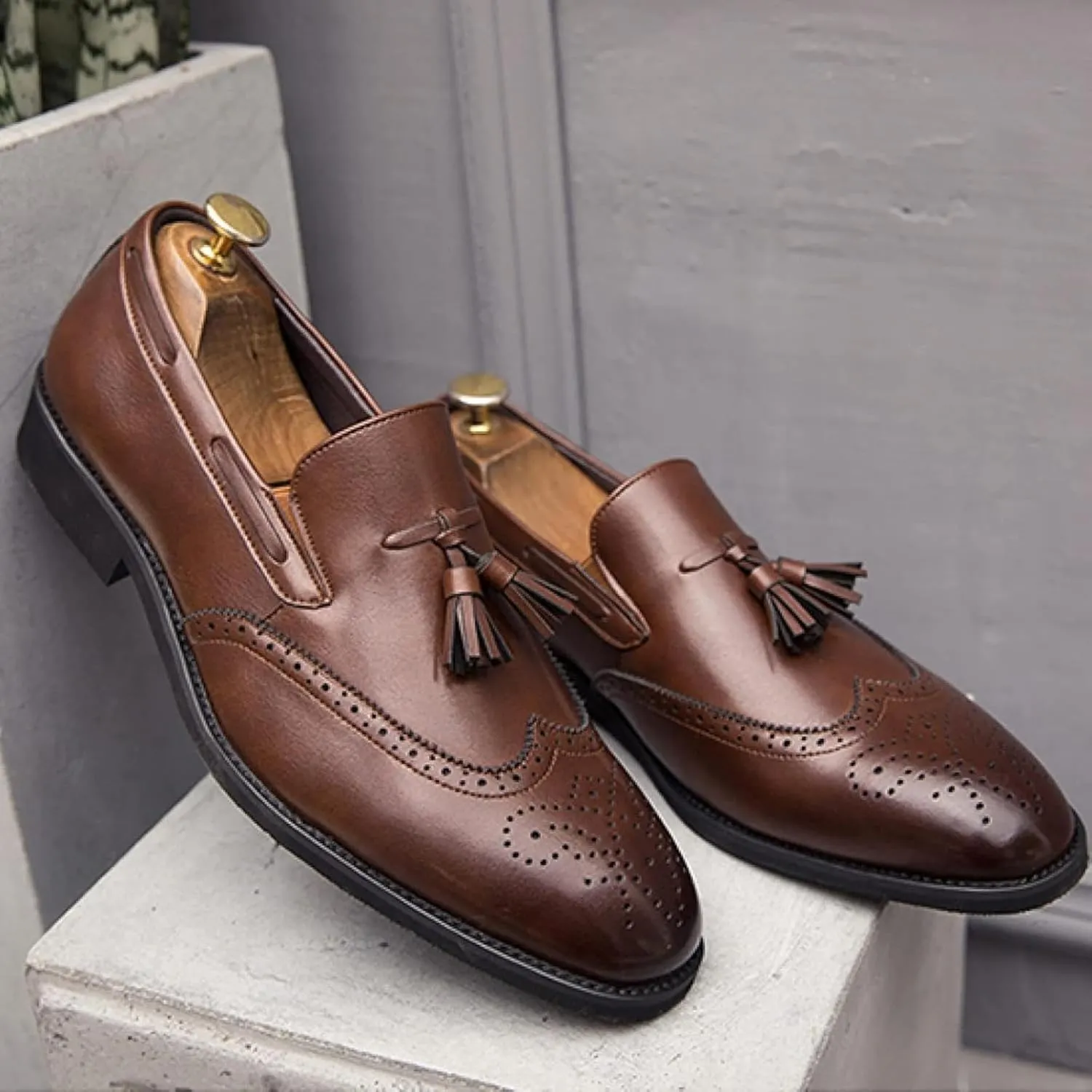 Men's Formal Shoes, Men's PU Leather Flat Shoes, Tassel Loafers, Comfortable Slip on Men's Party Formal Shoes