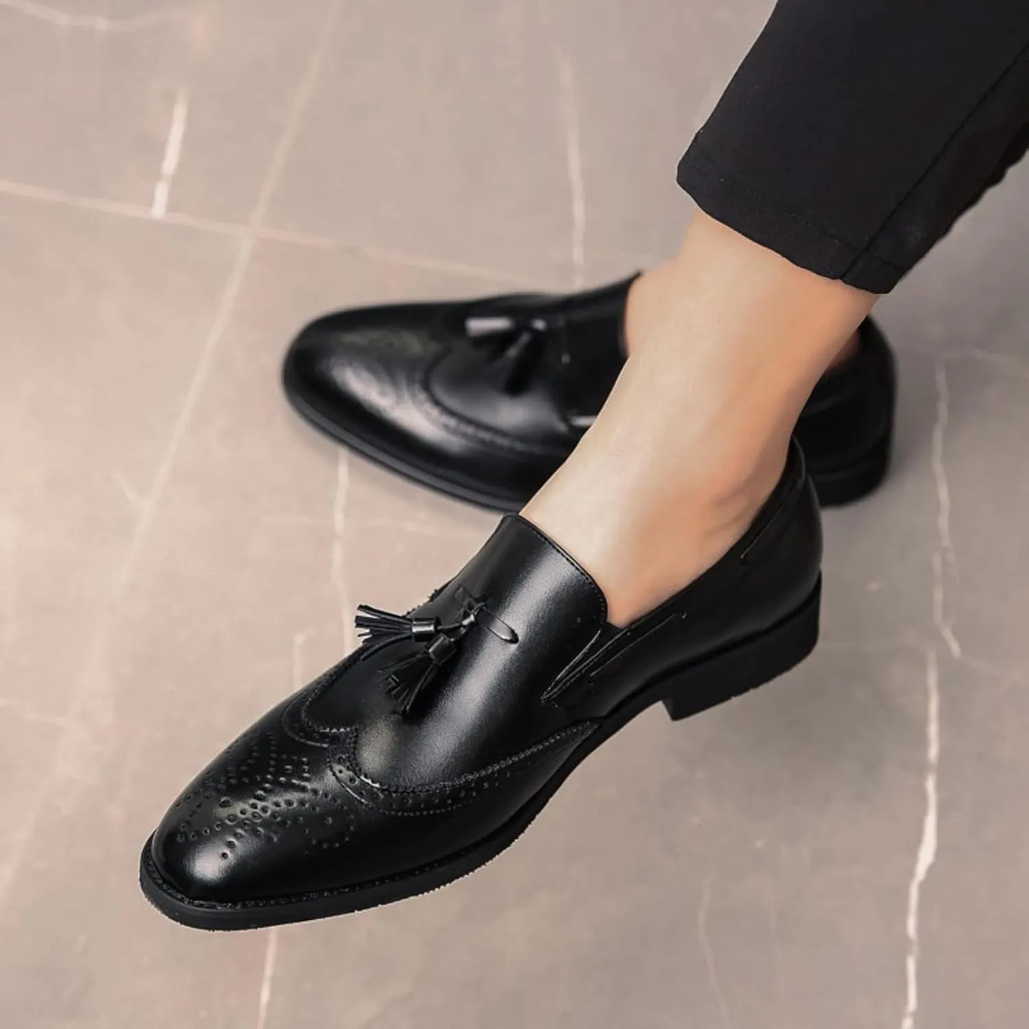 Men's Formal Shoes, Men's PU Leather Flat Shoes, Tassel Loafers, Comfortable Slip on Men's Party Formal Shoes