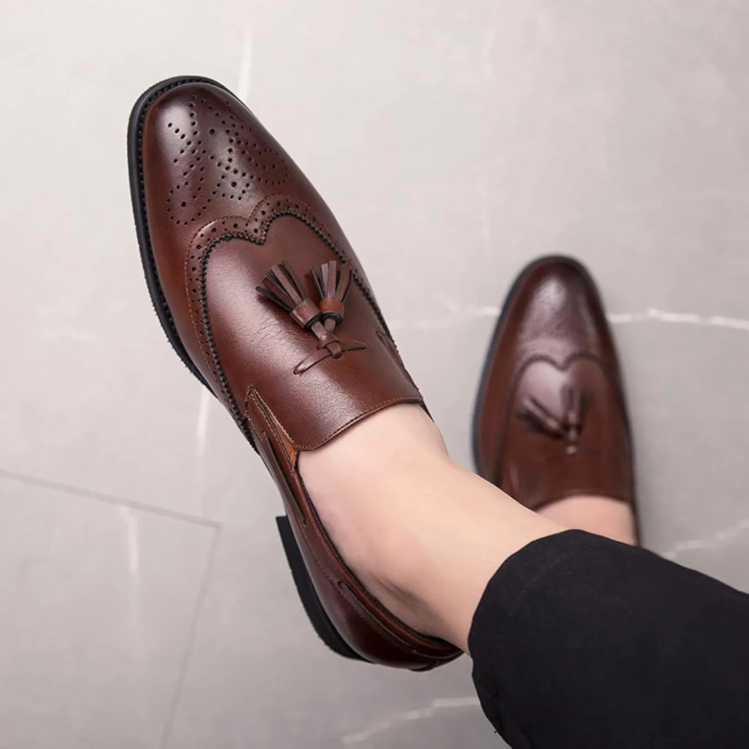Men's Formal Shoes, Men's PU Leather Flat Shoes, Tassel Loafers, Comfortable Slip on Men's Party Formal Shoes