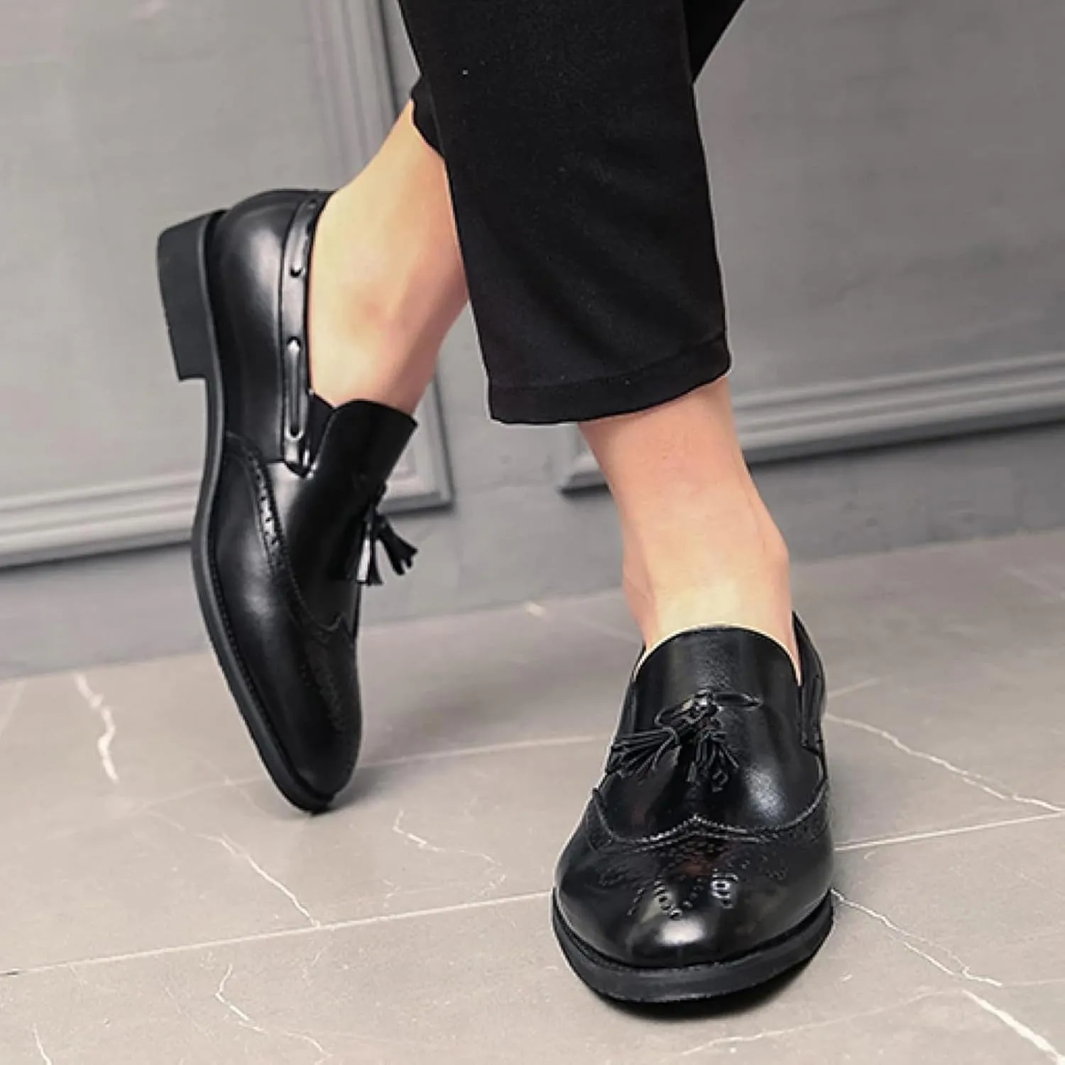 Men's Formal Shoes, Men's PU Leather Flat Shoes, Tassel Loafers, Comfortable Slip on Men's Party Formal Shoes