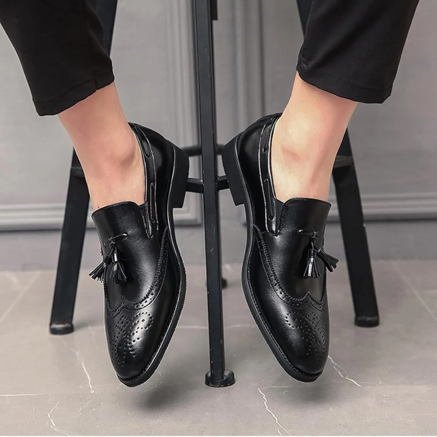 Men's Formal Shoes, Men's PU Leather Flat Shoes, Tassel Loafers, Comfortable Slip on Men's Party Formal Shoes