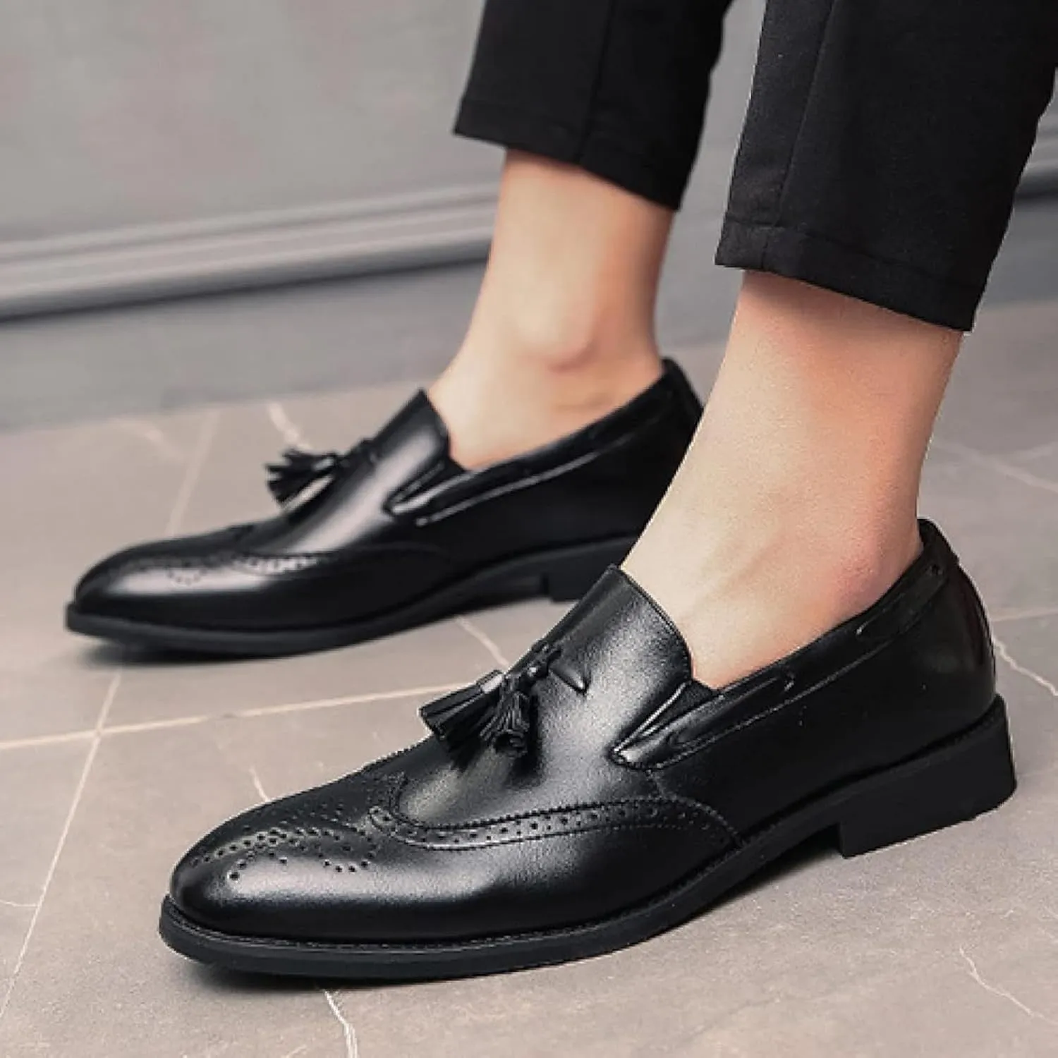 Men's Formal Shoes, Men's PU Leather Flat Shoes, Tassel Loafers, Comfortable Slip on Men's Party Formal Shoes