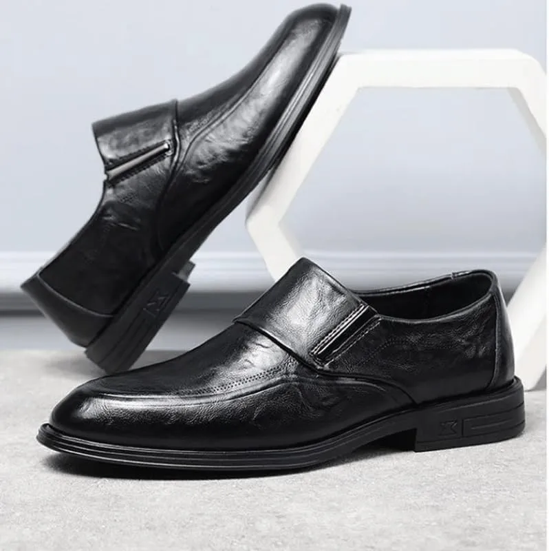 Mens Genuine Leather Casual Shoes Men's Dress Slip-on Classic Loafers Formal Shoes for Formal Business