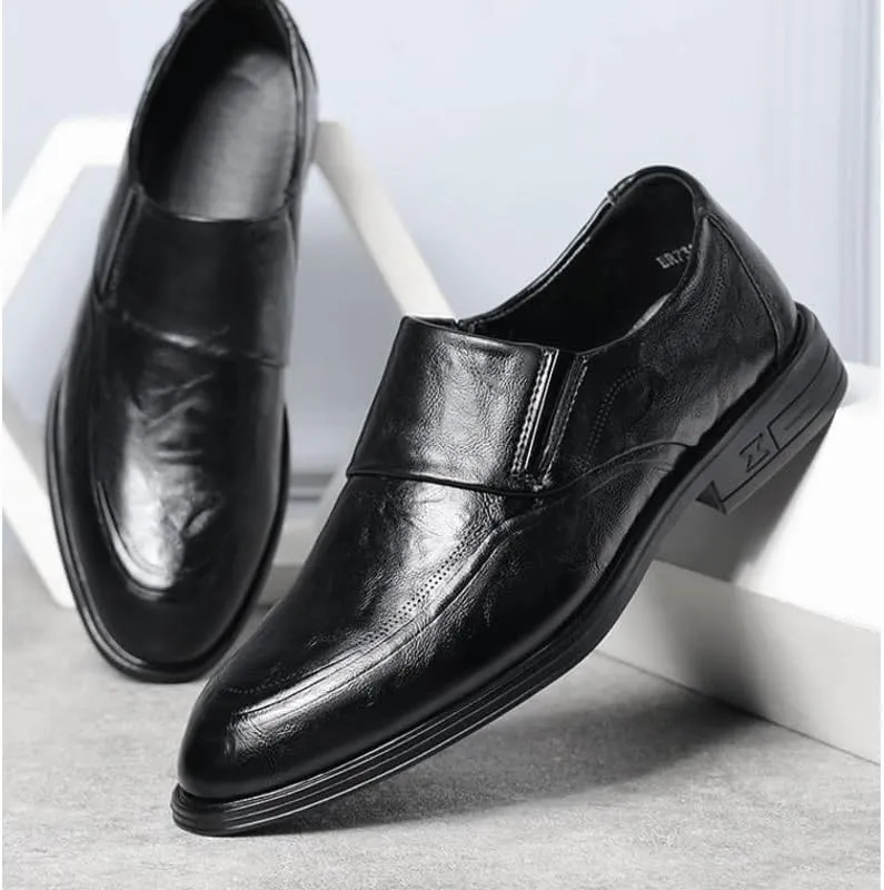 Mens Genuine Leather Casual Shoes Men's Dress Slip-on Classic Loafers Formal Shoes for Formal Business