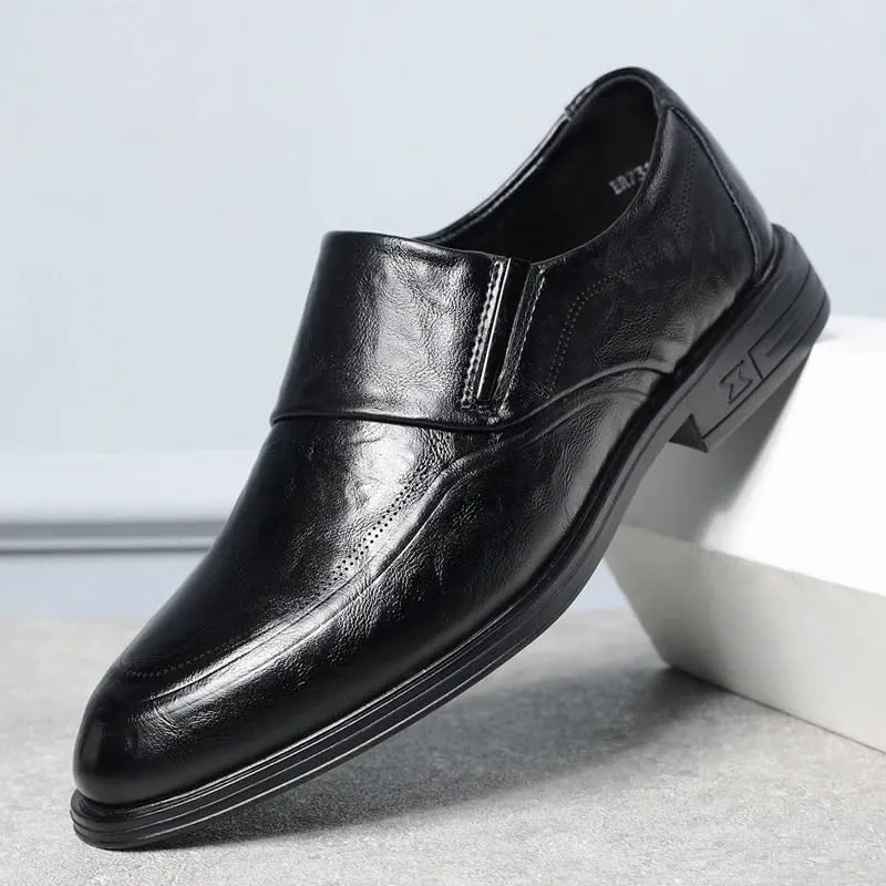 Mens Genuine Leather Casual Shoes Men's Dress Slip-on Classic Loafers Formal Shoes for Formal Business