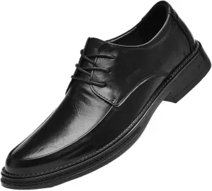 Men's Genuine Leather Dress Shoes Lace Up Comfortable Monk Strap Loafers Classic Formal Business Shoes Elegant Non Slip Block Heel Formal