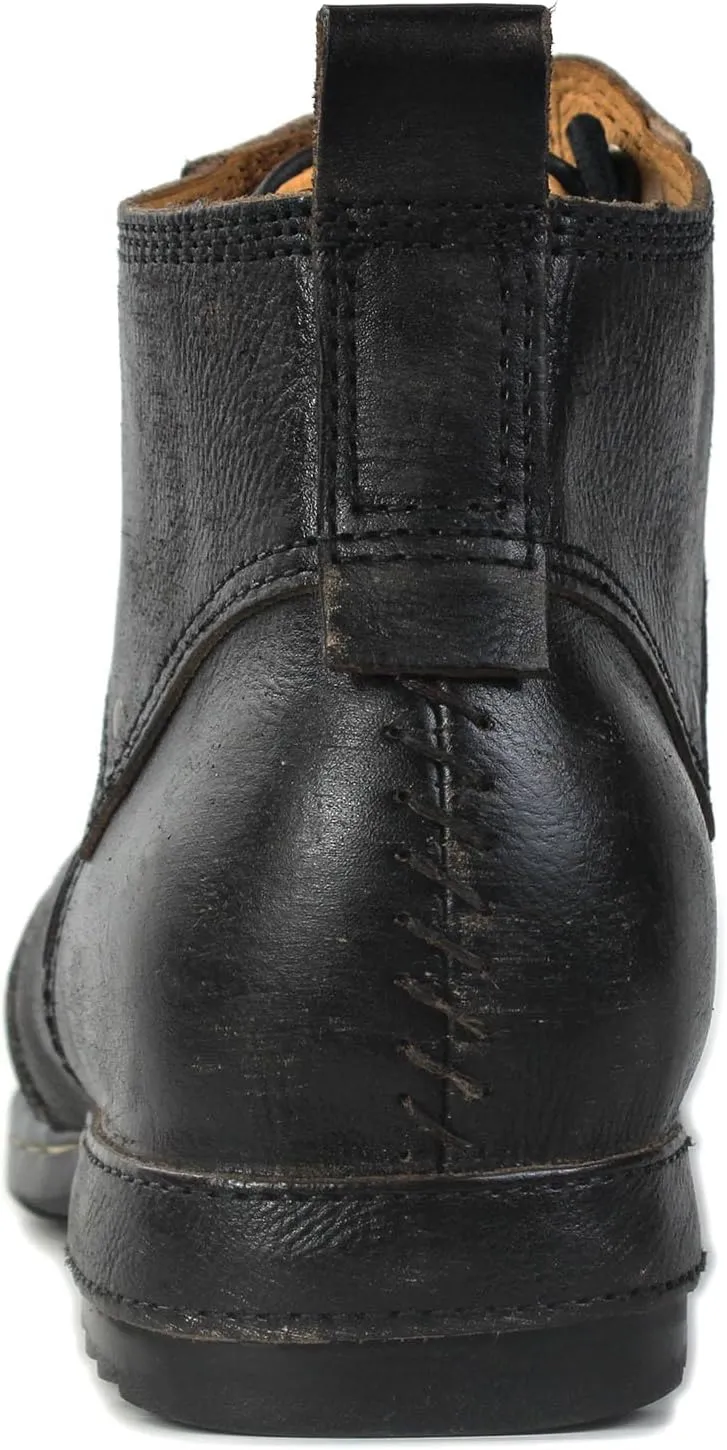 Men's Grippy Black Iron Piece Toe-tipped Design Chukka Boots Lace-up Motorcycle Casual Leather Dress Ankle Boot for Men Fashion 6015-3-A-R