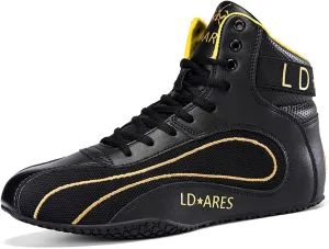 Men's High Top Wrestling Shoes Lightweight High Top Boxing Boots for Gym,Powerlifting,Bodybuilding,Taekwondo Training