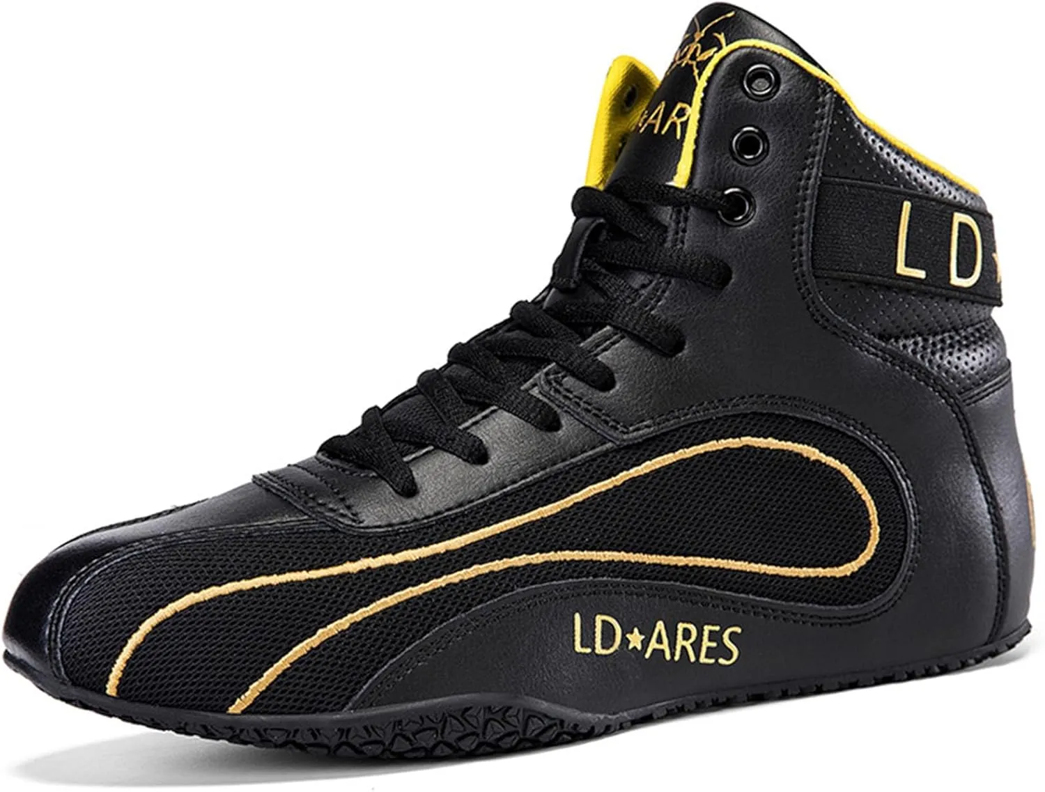 Men's High Top Wrestling Shoes Lightweight High Top Boxing Boots for Gym,Powerlifting,Bodybuilding,Taekwondo Training
