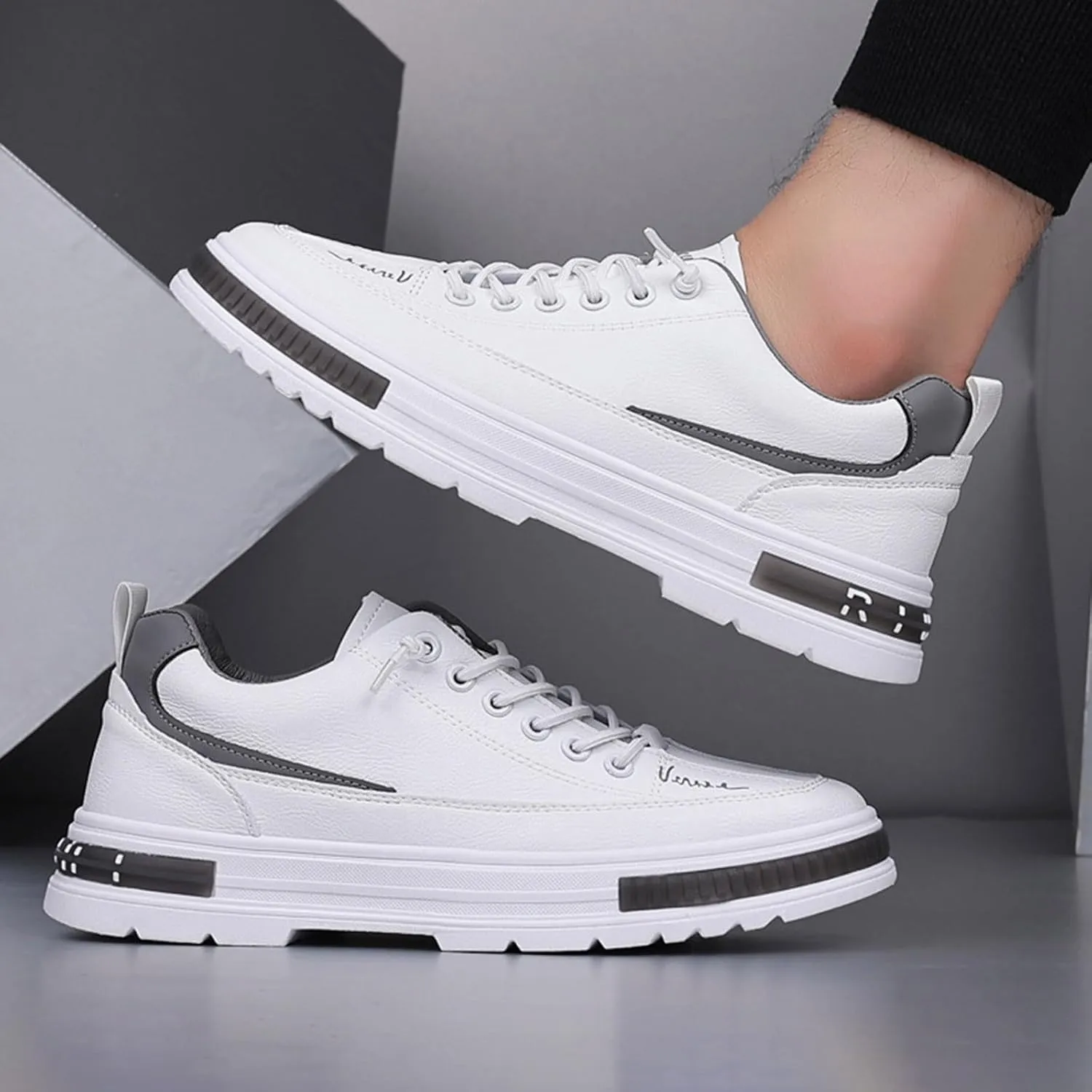 Men's Lace Up Memory Foam Sneakers Breathable and Light Outdoor Comfy Walking Shoe Men's Business Casual Shoes