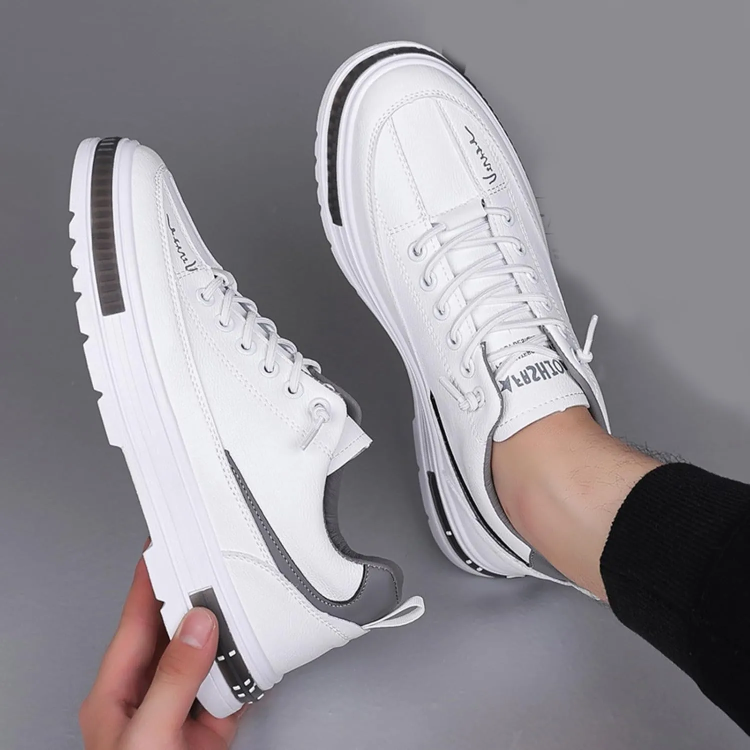Men's Lace Up Memory Foam Sneakers Breathable and Light Outdoor Comfy Walking Shoe Men's Business Casual Shoes