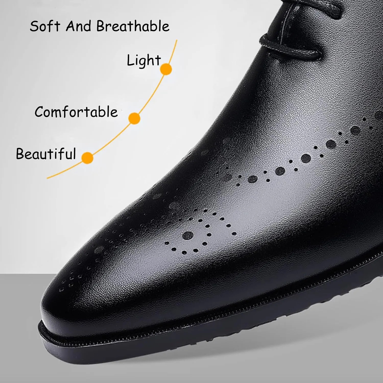 Men's Leather Brogues Formal Business Oxford Shoes, Classic Lace up Pointed Toe Formal Business Wedding Tuxedo Derby Shoes