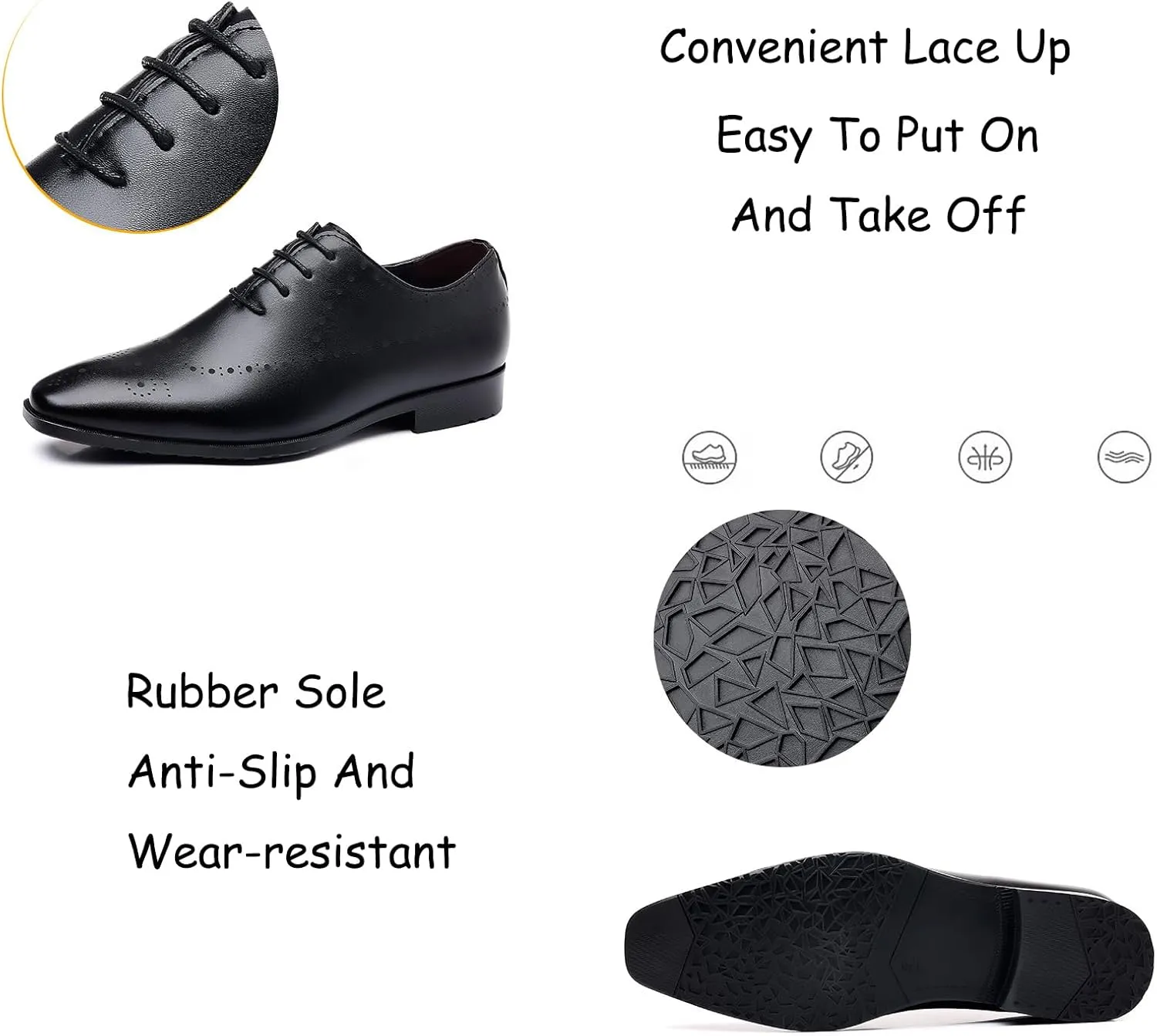 Men's Leather Brogues Formal Business Oxford Shoes, Classic Lace up Pointed Toe Formal Business Wedding Tuxedo Derby Shoes