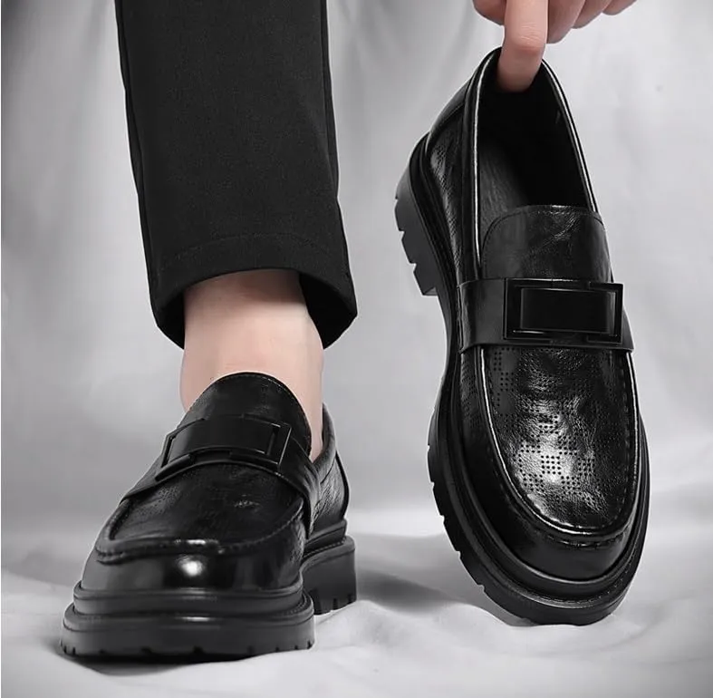 Mens Leather Dress Shoes Classic Formal Business Loafer Shoes Party Wedding Formal Derby Shoes for Men(7)