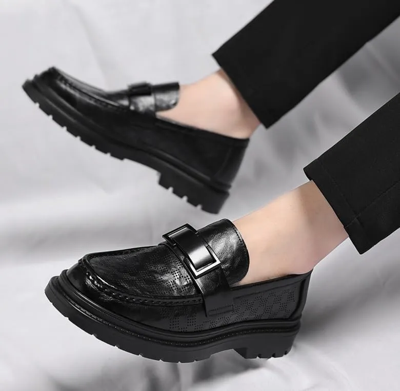 Mens Leather Dress Shoes Classic Formal Business Loafer Shoes Party Wedding Formal Derby Shoes for Men(7)