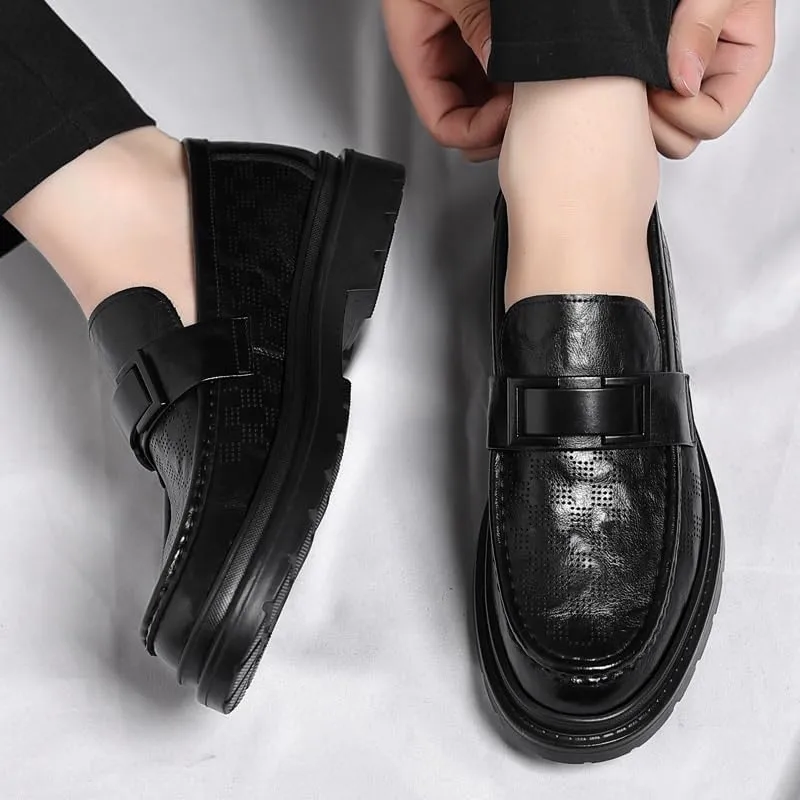 Mens Leather Dress Shoes Classic Formal Business Loafer Shoes Party Wedding Formal Derby Shoes for Men(7)