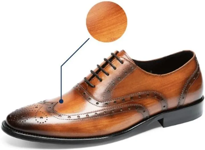Men's Leather Shoes Dress Wedding Shoes Business Formal Lace-Up Square Toe Shoes Comfortable Breathable Rubber Sole Brogue Design Polished Finish