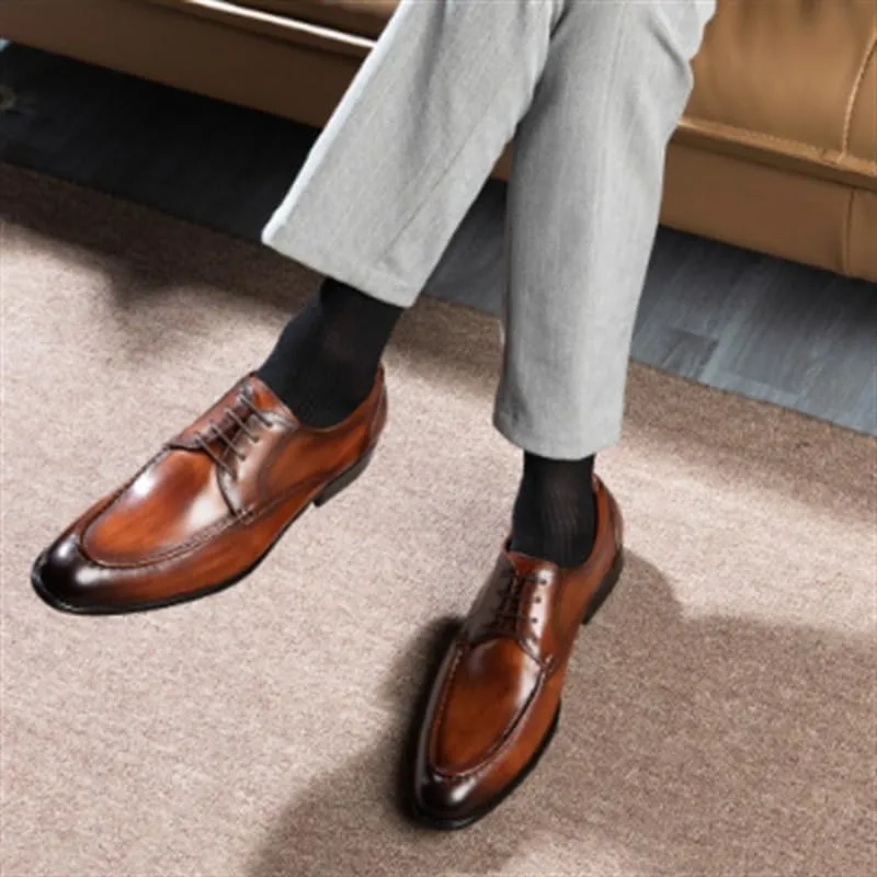 Men's Oxford Shoes Business Dress Leather Shoes Pointed Toe Formal Wear Low Top Shoes Polished Craft Comfortable Breathable Shock Absorption Cushioning