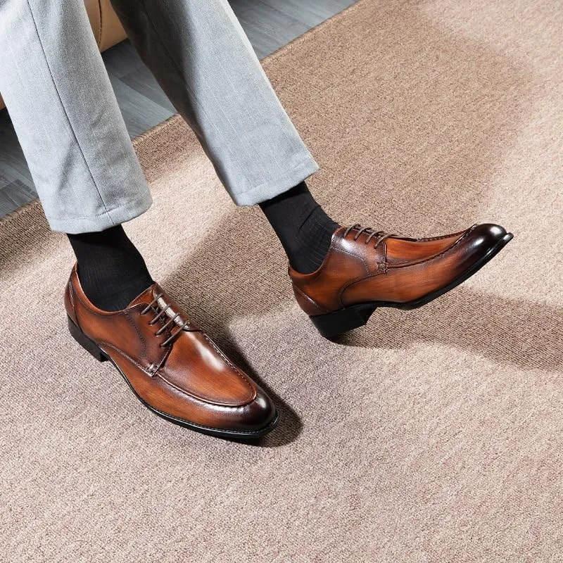Men's Oxford Shoes Business Dress Leather Shoes Pointed Toe Formal Wear Low Top Shoes Polished Craft Comfortable Breathable Shock Absorption Cushioning