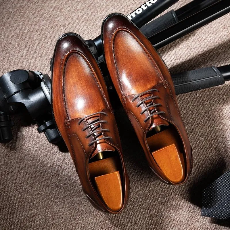 Men's Oxford Shoes Business Dress Leather Shoes Pointed Toe Formal Wear Low Top Shoes Polished Craft Comfortable Breathable Shock Absorption Cushioning