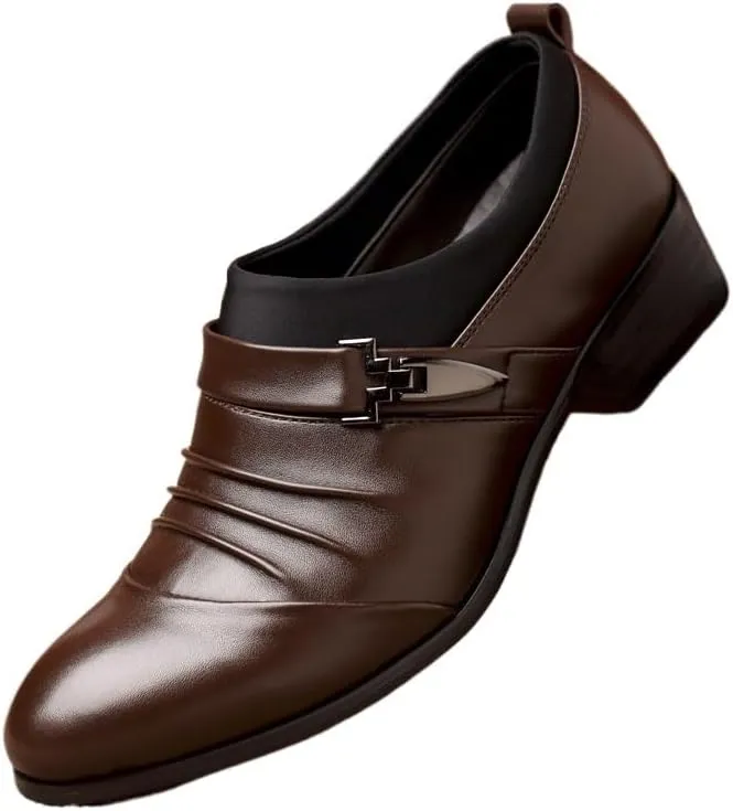 Men's Patent Leather Formal Business Oxford Dress Shoes Comfort Handmade Round Toe Slip On Non-Slip Lug Sole Lace-Up Formal Derby Shoes