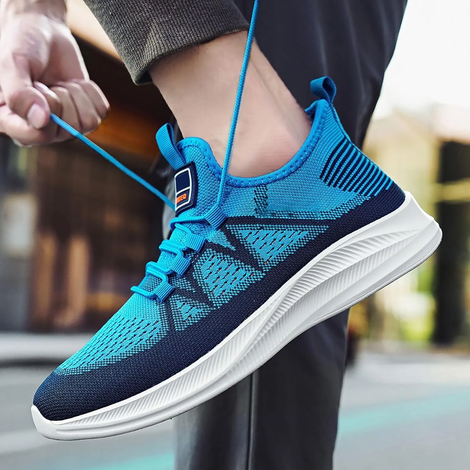 Men's Reathable Stretch Canvas Shoes Breathable Elastic Fly Woven Mesh Sneaker Convenient Elderly Slip on Shoes