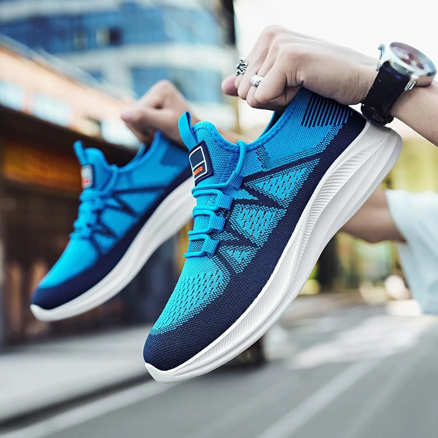 Men's Reathable Stretch Canvas Shoes Breathable Elastic Fly Woven Mesh Sneaker Convenient Elderly Slip on Shoes