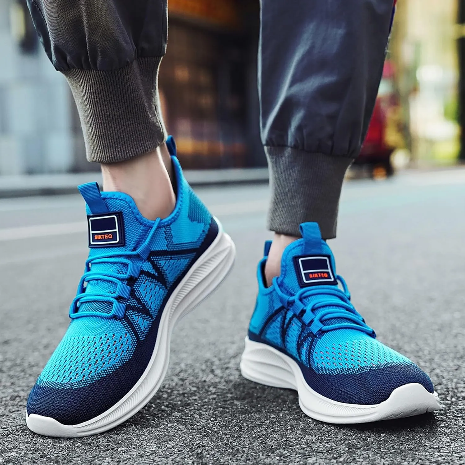 Men's Reathable Stretch Canvas Shoes Breathable Elastic Fly Woven Mesh Sneaker Convenient Elderly Slip on Shoes