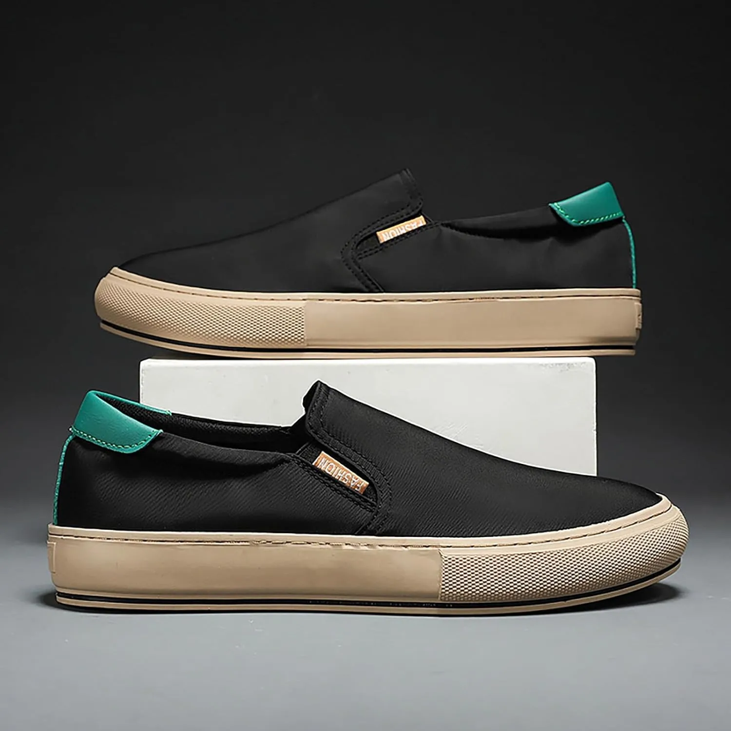 Men's Reathable Stretch Canvas Shoes Lightweight Breathable Slip on Running Shoe Business Casual Versatile Shoes
