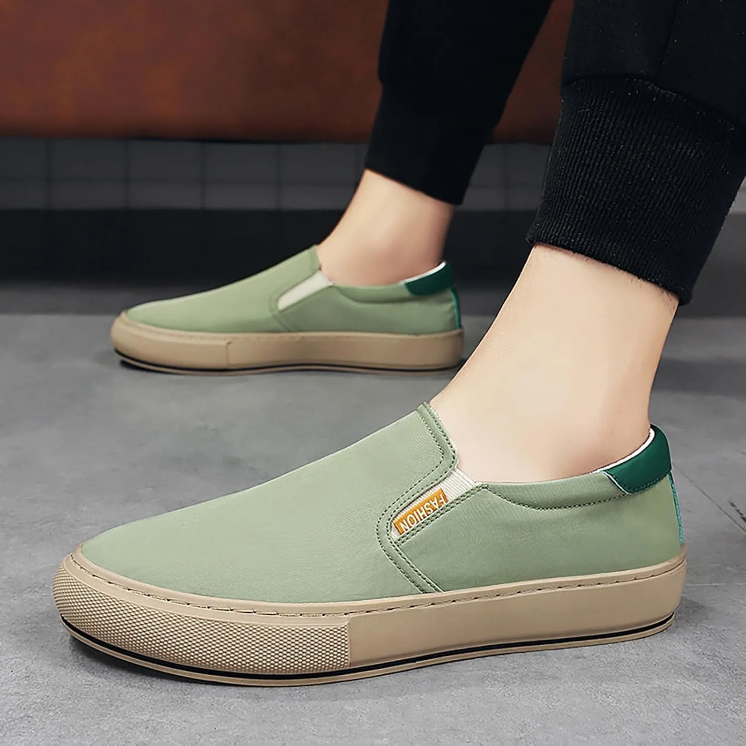 Men's Reathable Stretch Canvas Shoes Lightweight Breathable Slip on Running Shoe Business Casual Versatile Shoes