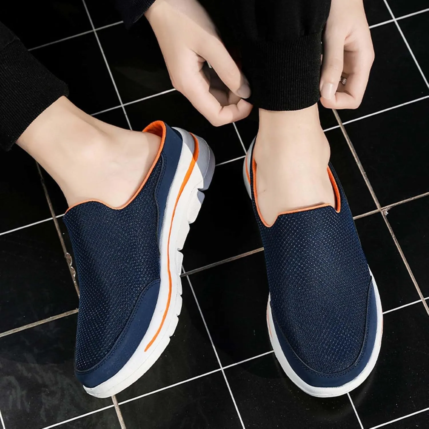 Men's Reathable Stretch Canvas Shoes Lightweight Breathable Walking Shoe Gym Tennis Business Formal Dress Shoes