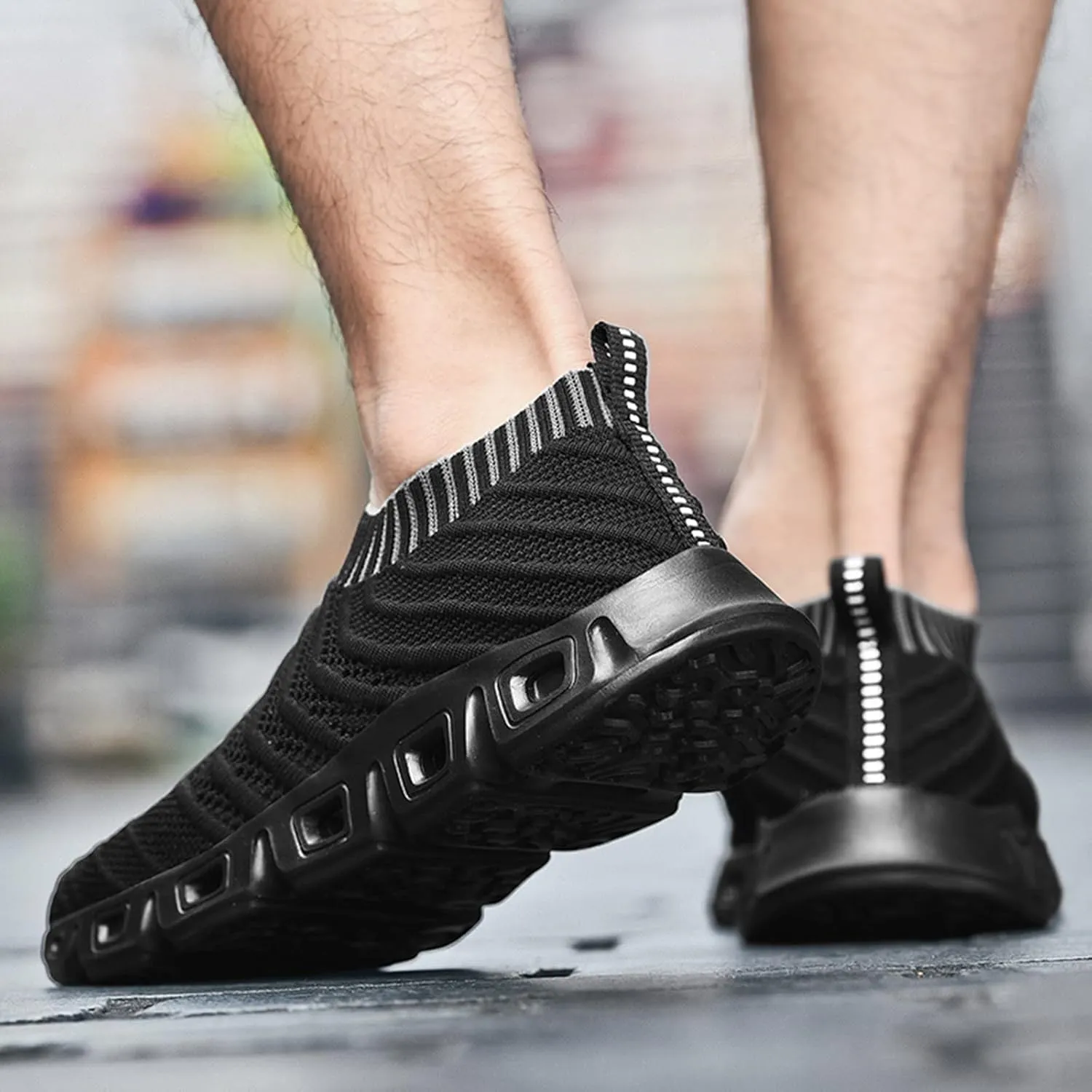 Men's Reathable Stretch Canvas Shoes Lightweight Sport Gym Jogging Walking Sneaker Soft Flat Soled Elderly Shoes