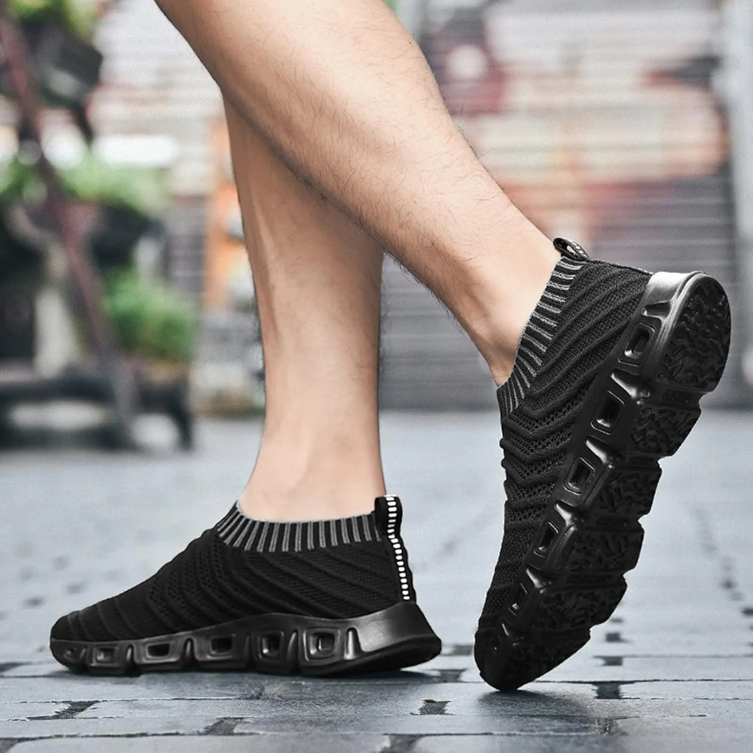 Men's Reathable Stretch Canvas Shoes Lightweight Sport Gym Jogging Walking Sneaker Soft Flat Soled Elderly Shoes