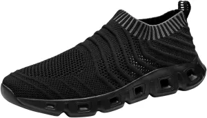 Men's Reathable Stretch Canvas Shoes Lightweight Sport Gym Jogging Walking Sneaker Soft Flat Soled Elderly Shoes