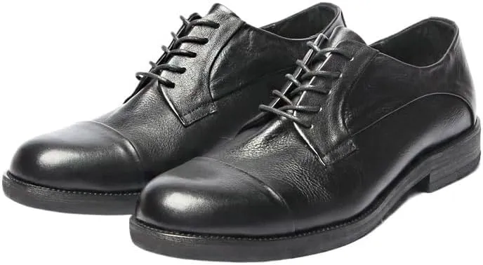Men's Retro Dress Shoes Polished Craft Leather Upper Men's Lace-ups Rubber Soft Sole Round Toe Fashion Shoes Stable Grippy Breathable Lining Shoes