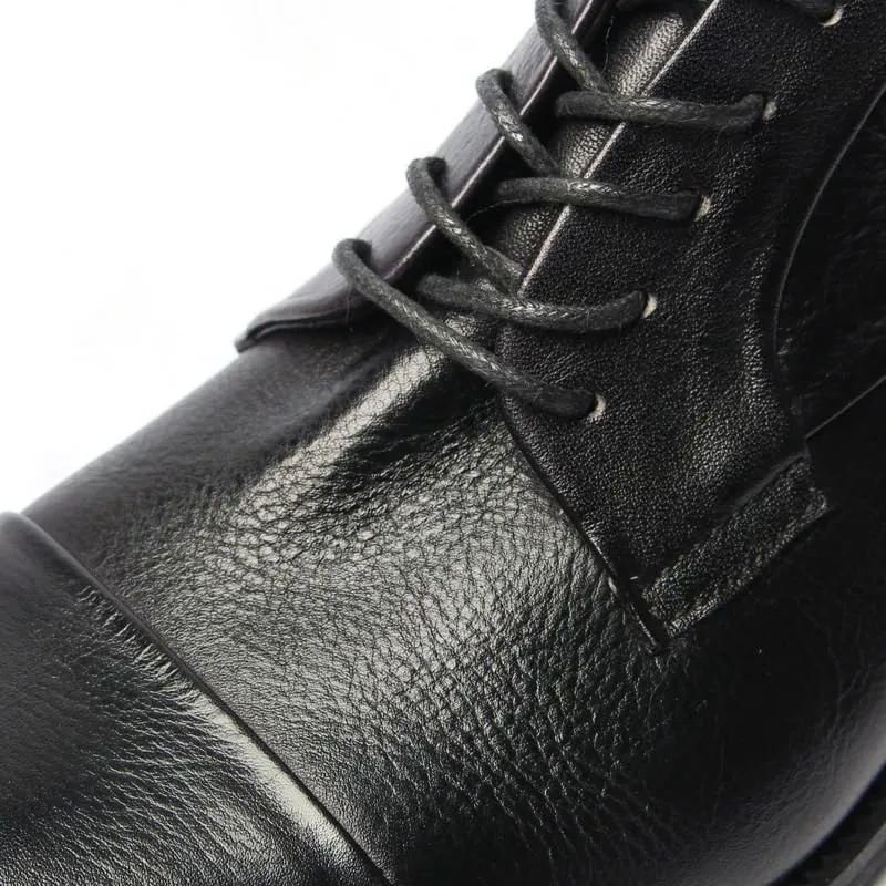 Men's Retro Dress Shoes Polished Craft Leather Upper Men's Lace-ups Rubber Soft Sole Round Toe Fashion Shoes Stable Grippy Breathable Lining Shoes