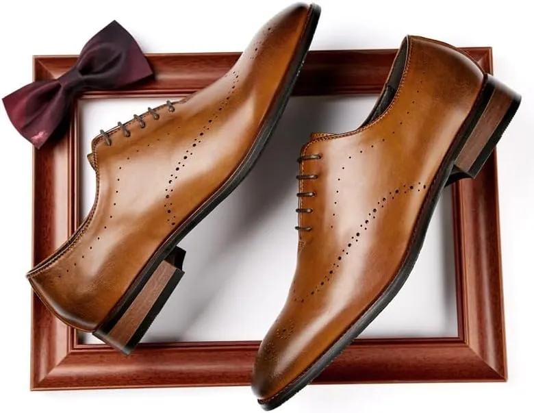 Men's Spring Office Derby Shoes Breathable Business Oxford Single Shoes Handmade Polished Color Lacing Waxing Wedding Banquet
