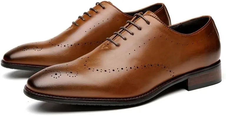 Men's Spring Office Derby Shoes Breathable Business Oxford Single Shoes Handmade Polished Color Lacing Waxing Wedding Banquet