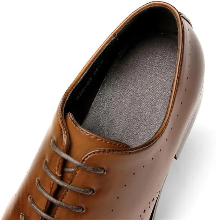 Men's Spring Office Derby Shoes Breathable Business Oxford Single Shoes Handmade Polished Color Lacing Waxing Wedding Banquet
