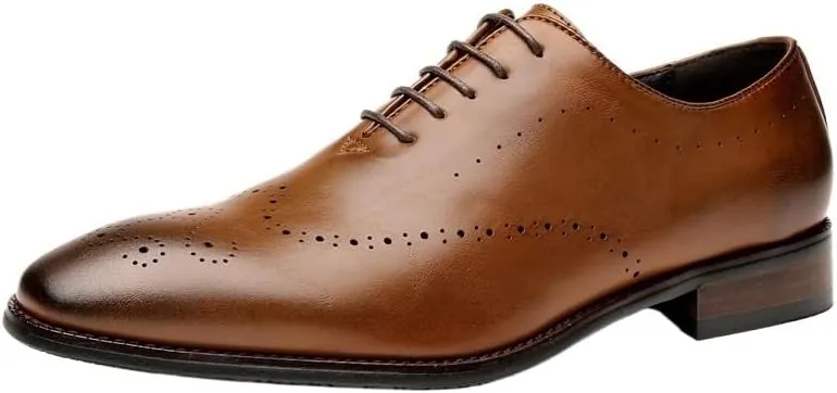 Men's Spring Office Derby Shoes Breathable Business Oxford Single Shoes Handmade Polished Color Lacing Waxing Wedding Banquet