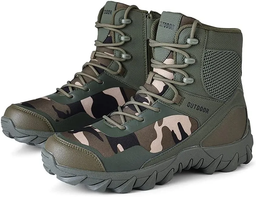 Mens Tactical Boots Lightweight Combat Boots Durable Suede Leather and Rubber Sole Military Work and Desert Boots