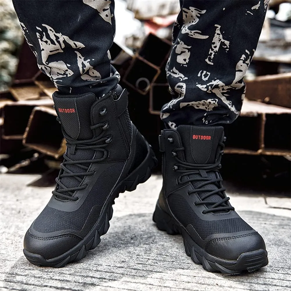 Mens Tactical Boots Lightweight Combat Boots Durable Suede Leather and Rubber Sole Military Work and Desert Boots