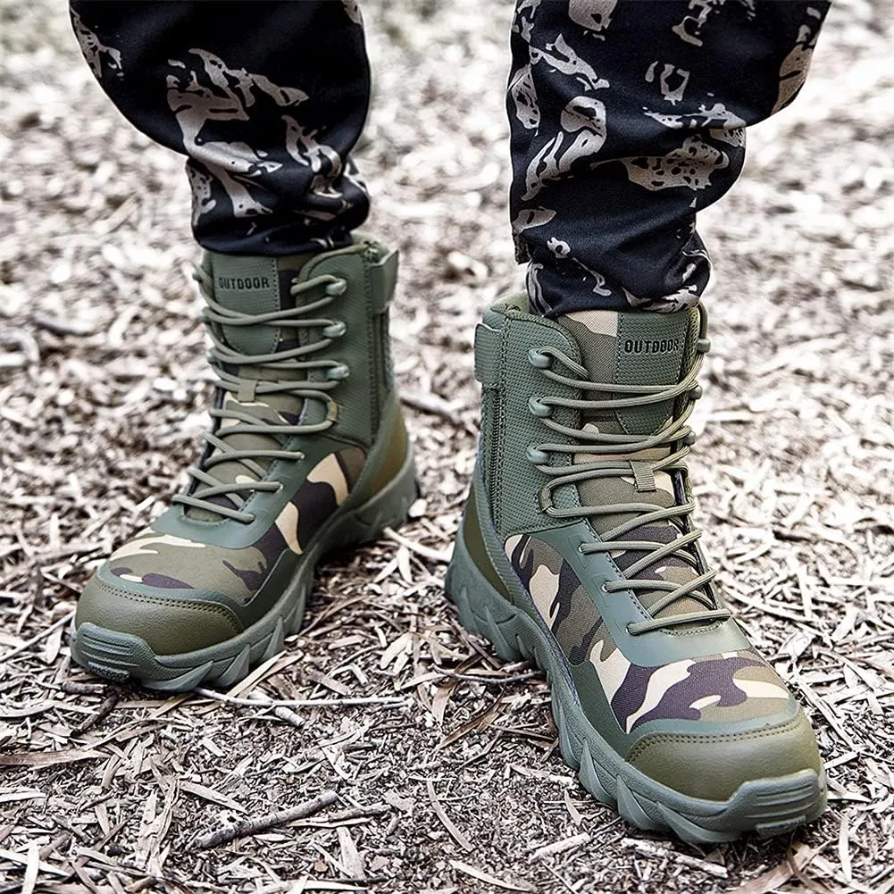 Mens Tactical Boots Lightweight Combat Boots Durable Suede Leather and Rubber Sole Military Work and Desert Boots