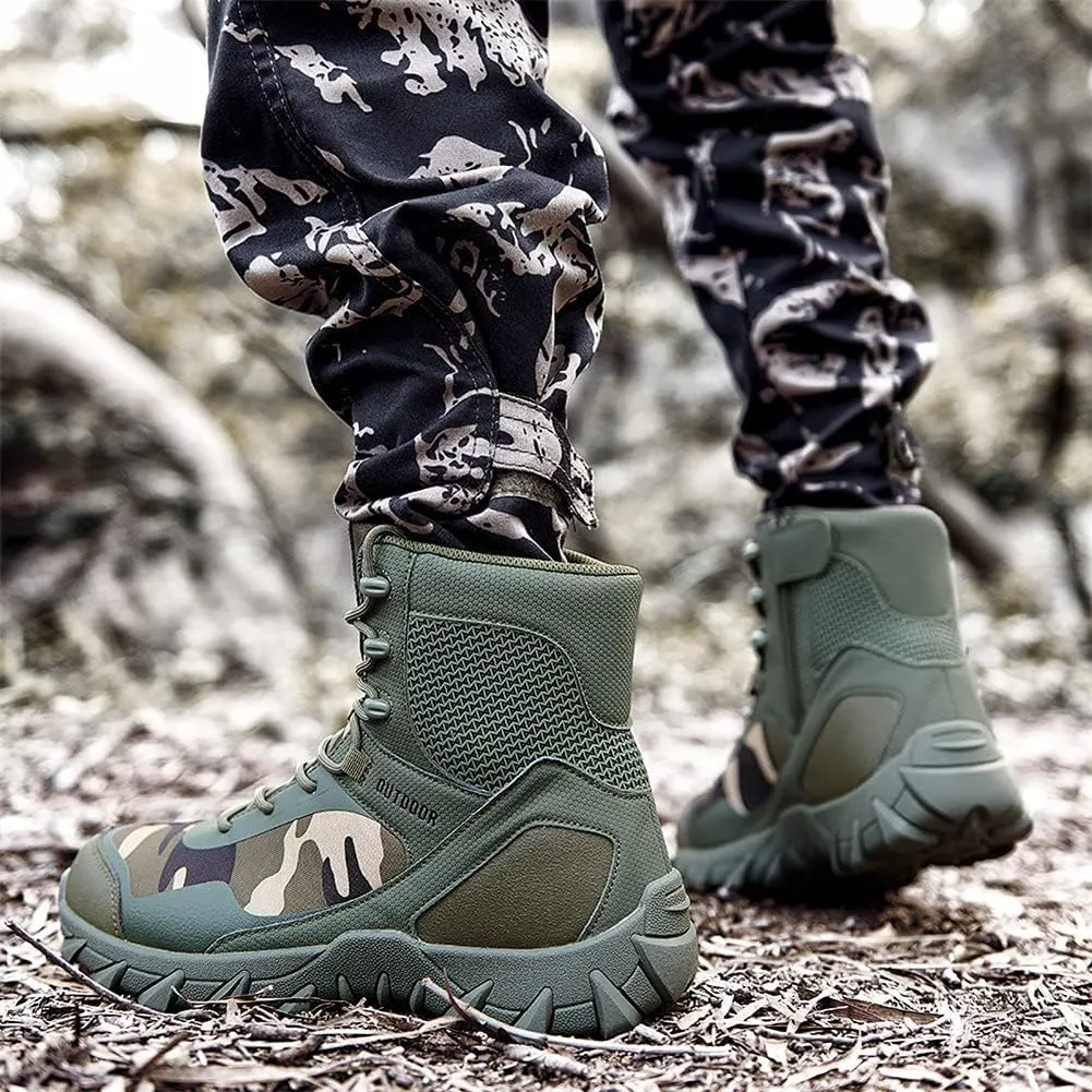 Mens Tactical Boots Lightweight Combat Boots Durable Suede Leather and Rubber Sole Military Work and Desert Boots