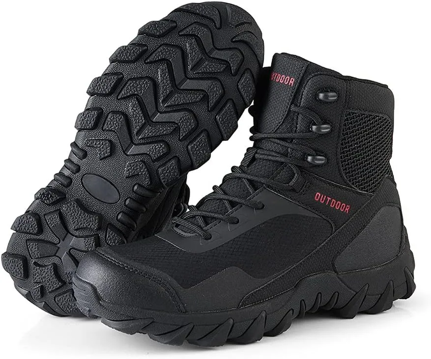 Mens Tactical Boots Lightweight Combat Boots Durable Suede Leather and Rubber Sole Military Work and Desert Boots