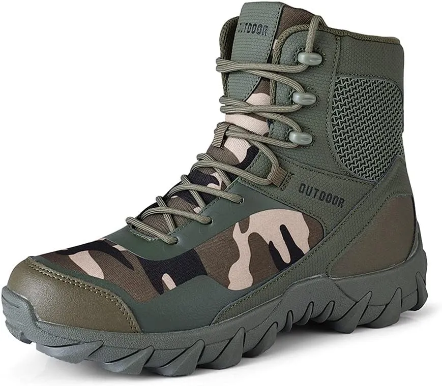 Mens Tactical Boots Lightweight Combat Boots Durable Suede Leather and Rubber Sole Military Work and Desert Boots