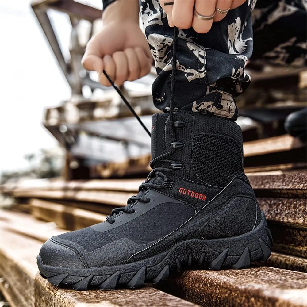 Mens Tactical Boots Lightweight Combat Boots Durable Suede Leather and Rubber Sole Military Work and Desert Boots
