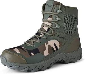 Mens Tactical Boots Lightweight Combat Boots Durable Suede Leather and Rubber Sole Military Work and Desert Boots